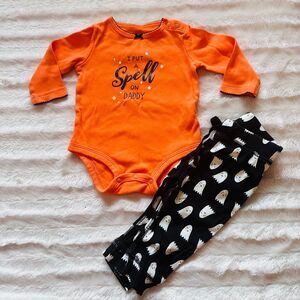Girls 6 month Halloween Onesie and ghost pants